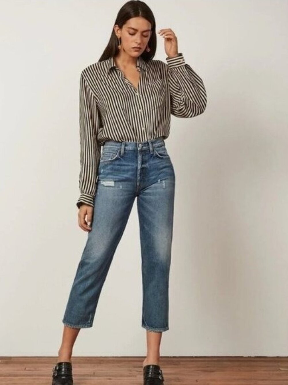 🛍 Boyish The Tommy Distressed High Rise Straight Jeans in Stage Door Size 31